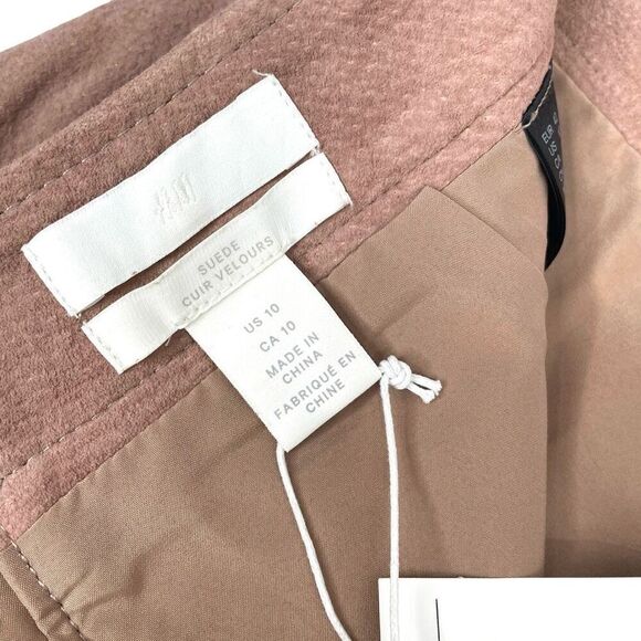 NEW H&M real suede mini skirt Size‎ 10 dusky pink - Picture 8 of 10